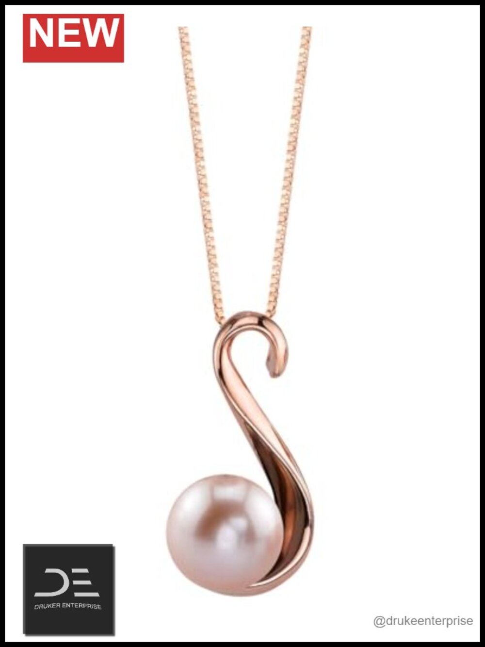 Genuine Cultured Freshwater Pearl Pendant Necklace 14K Gold Plated